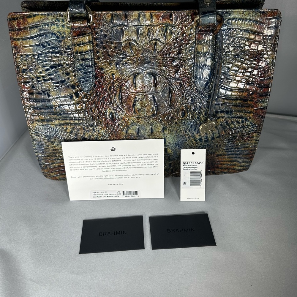 Brahmin Medium Camille Cedar Melbourne the croc-embossed real leather tote. - Picture 2 of 10